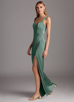 Azazie Mila Final Sale Eucalyptus Sheath Sweetheart Neckline Stretch Satin Convertible Dress image5