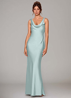 Azazie Rylina Bridesmaid Dresses Mist Mermaid Stretch Satin Dress image1