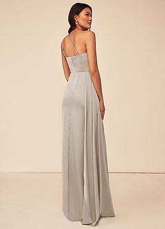 Azazie Maron Bridesmaid Dresses Frost A-Line One Shoulder Stretch Satin Dress image4
