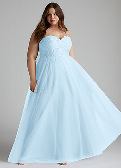 Azazie Roni Bridesmaid Dresses Sky Blue A-Line Sweetheart Neckline Tulle Convertible Dress image7