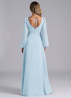 Azazie Liah Bridesmaid Dresses Sky Blue A-Line Long Sleeve Chiffon Dress image2