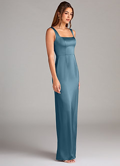 Azazie Flori Bridesmaid Dresses Bermuda Sheath Side Slit Stretch Satin Dress image3