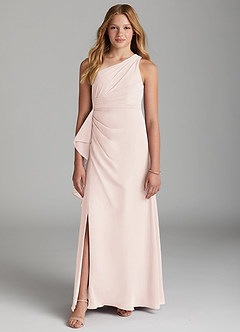 Azazie Maive Junior Rose Petal A-Line Pleated Chiffon Dress image2