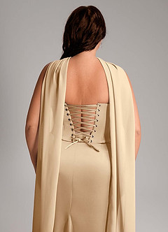 Azazie Sorrel Bridesmaid Dresses Champagne Mermaid Strapless Stretch Satin Convertible Dress image14