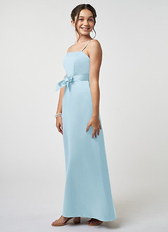 Azazie Anina Junior Robe Trapèze en Satin extensible Arc Bleu Ciel image4