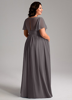 Azazie Verna Maternity Bridesmaid Dresses A-Line V-Neck Ruched Chiffon Floor-Length Dress image8