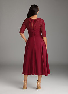Azazie Dorothea Mother of the Bride Dresses Burgundy A-Line Scoop lace Chiffon Dress image3