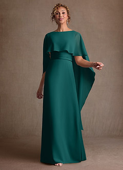 Azazie Marilla Mère de la mariée Robes Robe Trapèze en Mousseline de soie Plissée Paon image1