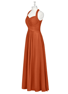 Azazie Claudia Vestidos de damas de honor Vestido de Naranja Quemada de Gasa de Corte en A con Escote de Corazón image11