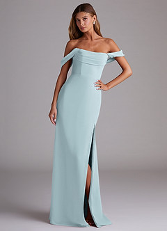 Azazie Saige Bridesmaid Dresses Mist A-Line Off the Shoulder Chiffon Convertible Dress image4