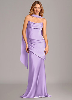 Azazie Pelagia Abiti da Damigella Abito Convertibile Sirena in Raso Elasticizzato Corsetto Lilla image1