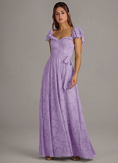 Azazie Aricella Brautjungfernkleider A-Linie Korsett Blumen-Burnout Kleid Flieder image3