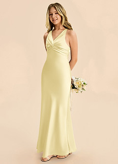 Azazie Hati Junior Lemon Sorbet Mermaid Stretch Satin Dress image1