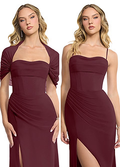 Azazie Zia Bridesmaid Dresses Cabernet Sheath Side Slit Chiffon Convertible Dress image8