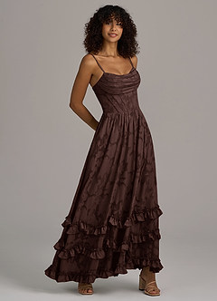 Azazie Lettie Bridesmaid Dresses Ganache A-Line Corset Floral Burnout Dress image4