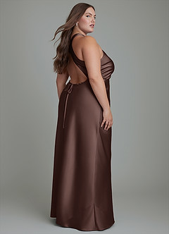 Azazie Evadne Bridesmaid Dresses Ganache Sheath Pleated Stretch Satin Dress image8