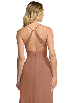 Azazie Davis Brautjungfernkleider A-Linie V-Hals Chiffon Kleid Bronzer image6