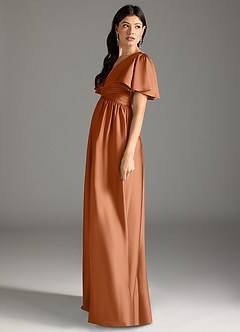 Azazie Verna Abiti da damigella d'onore premaman Abito A-Line Increspato Raso Elasticizzato Floor-Length image7