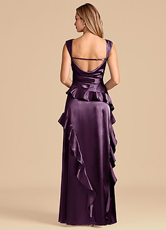 Azazie Sloane Robes de demoiselle d'honneur Robe Trapèze en Satiné métallisé Encolure en Forme de Cœur Prune image6