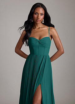 Azazie Akiko Bridesmaid Dresses Peacock A-Line Sweetheart Neckline Chiffon Dress image2