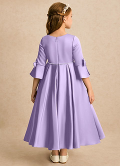 Azazie Eliza Flower Girl Dresses Lilac A-Line Pleated Matte Satin Dress image2