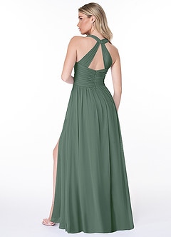 Azazie Jaclyn Bridesmaid Dresses Eucalyptus A-Line Pleated Chiffon Dress image6