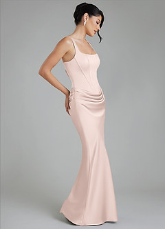 Azazie Etta Brautjungfernkleider Meerjungfrau-Linie Korsett Stretch-Satin Kleid Zartrosa image6