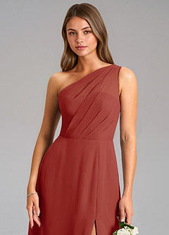 Azazie Phaedra Brautjungfernkleider A-Linie One-Shoulder Chiffon Kleid Terrakotta image8