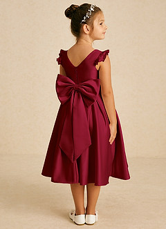 Azazie Francine Final Sale Burgundy A-Line Bow Matte Satin Dress image1