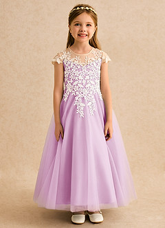 Azazie Dandelion Flower Girl Dresses Candy Pink Ball-Gown Lace Dress image4