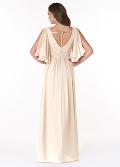 Azazie Temeka Bridesmaid Dresses White Alabaster A-Line Ruched Chiffon Dress image2