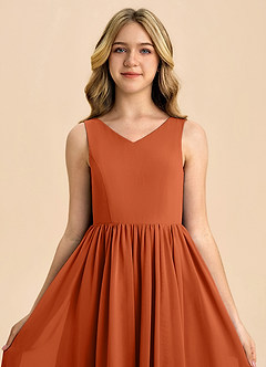 Azazie Hathaway Junior Burnt Orange A-Line Bow Chiffon Dress image6