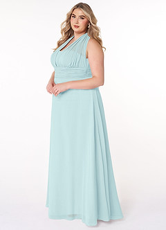 Azazie Fifi Bridesmaid Dresses Sea Glass A-Line Strapless Chiffon Convertible Dress image15
