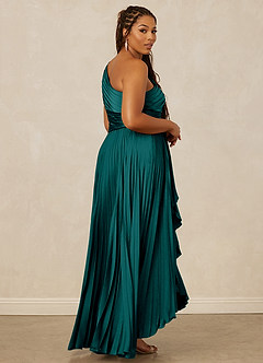 Christian Siriano Bridal for Azazie 1008 Bridesmaid Dresses Peacock A-Line One Shoulder Stretch Satin Dress image13