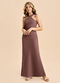 Azazie Doretta Junior Vestido de Expresado de Gasa de Corte Recto con Plisado image5