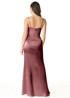 Azazie Sukia Final Sale Vintage Mauve Mermaid Pleated Metallic Satin Dress image2