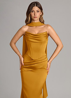 Azazie Sorrel Vestidos de damas de honor Vestido de Caramelo de Satén Elástico de Corte Sirena Convertible con Sin tirantes image5