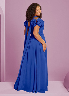 Barbie ♥ Azazie Jurken voor bruidsmeisjes Converteerbaar Jurk van Chiffon met A-Lijn Off the Shoulder Koningsblauw image8