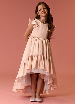 Barbie ♥ Azazie Flower Girl Dresses English Rose A-Line Lace Stretch Satin Dress image1