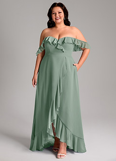 Azazie Lyra Bridesmaid Dresses Silver Sage A-Line Chiffon Convertible Dress image11
