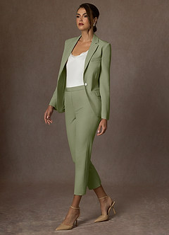 front Kennedy Pistachio Structured Stretch Dress Pants
