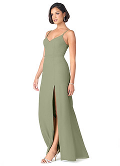 Azazie Blink Final Sale Vintage Mauve Sheath V-Neck Chiffon Dress image3