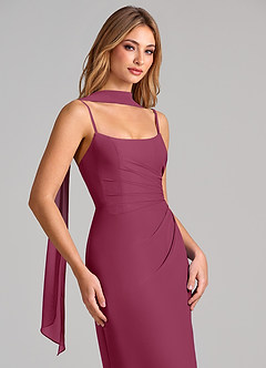 Azazie Calandra Bridesmaid Dresses Mulberry Sheath Pleated Chiffon Dress image6