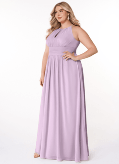 Azazie Bonnie Vestidos de madrinha de casamento Vestir Lilás Fosco de Chiffon de Linha A com Plissado image8
