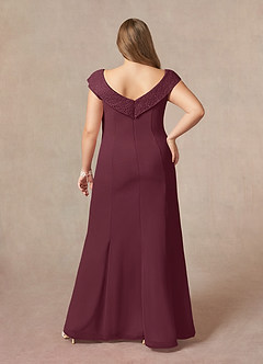 Azazie Cupid Mother of the Bride Dresses Cabernet A-Line Boatneck Lace Chiffon Dress image7