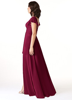 Azazie Omari Bridesmaid Dresses Burgundy A-Line Chiffon Dress image3