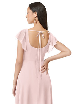Azazie Bondi Bridesmaid Dresses Blushing Pink A-Line Ruched Chiffon Dress image5