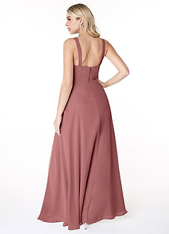 Azazie Jay Bridesmaid Dresses Amethyst A-Line Square Neckline Side Slit Chiffon Dress image2