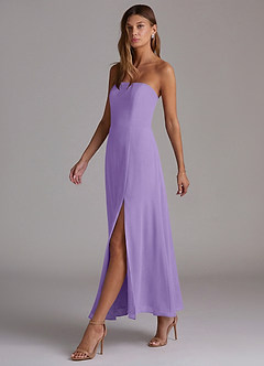 Azazie Wren Vestidos de madrinha de casamento Vestido Taiti de Chiffon de Linha A com Sem alças image3