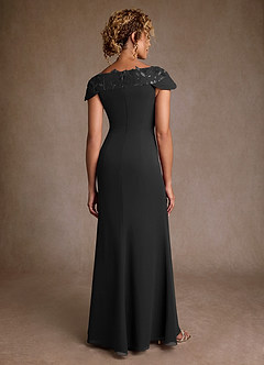 Azazie Betania Abiti per la Madre della Sposa Abito Sirena in Chiffon Lustrini Nero image2